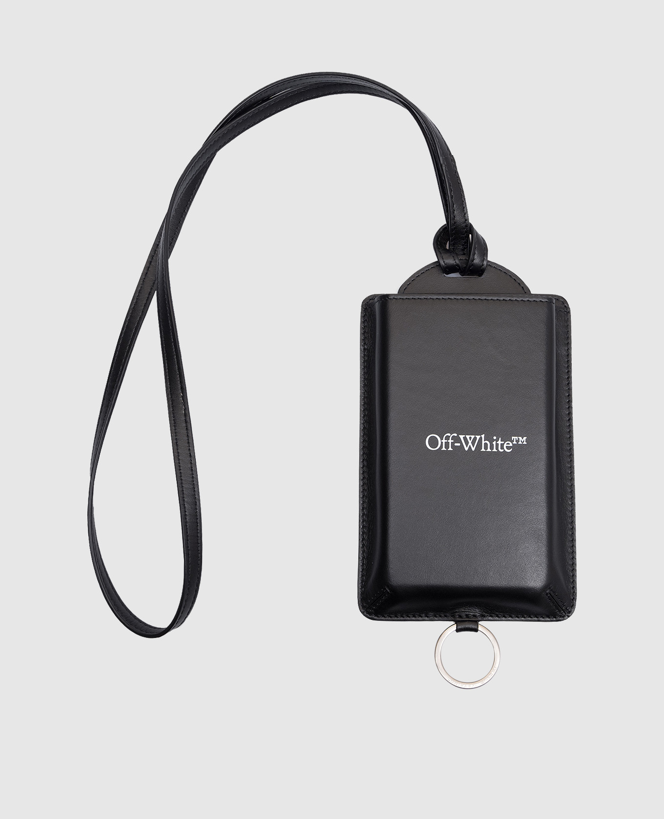 

Black leather case with logo print Off-White