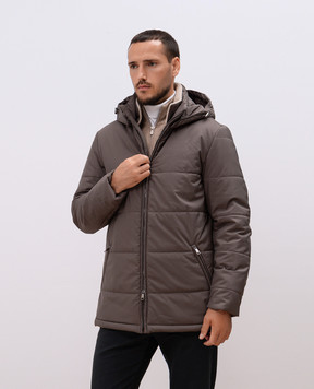 Cashmere&Whiskey Gray quilted jacket with logo monogram engraving CWSS24004