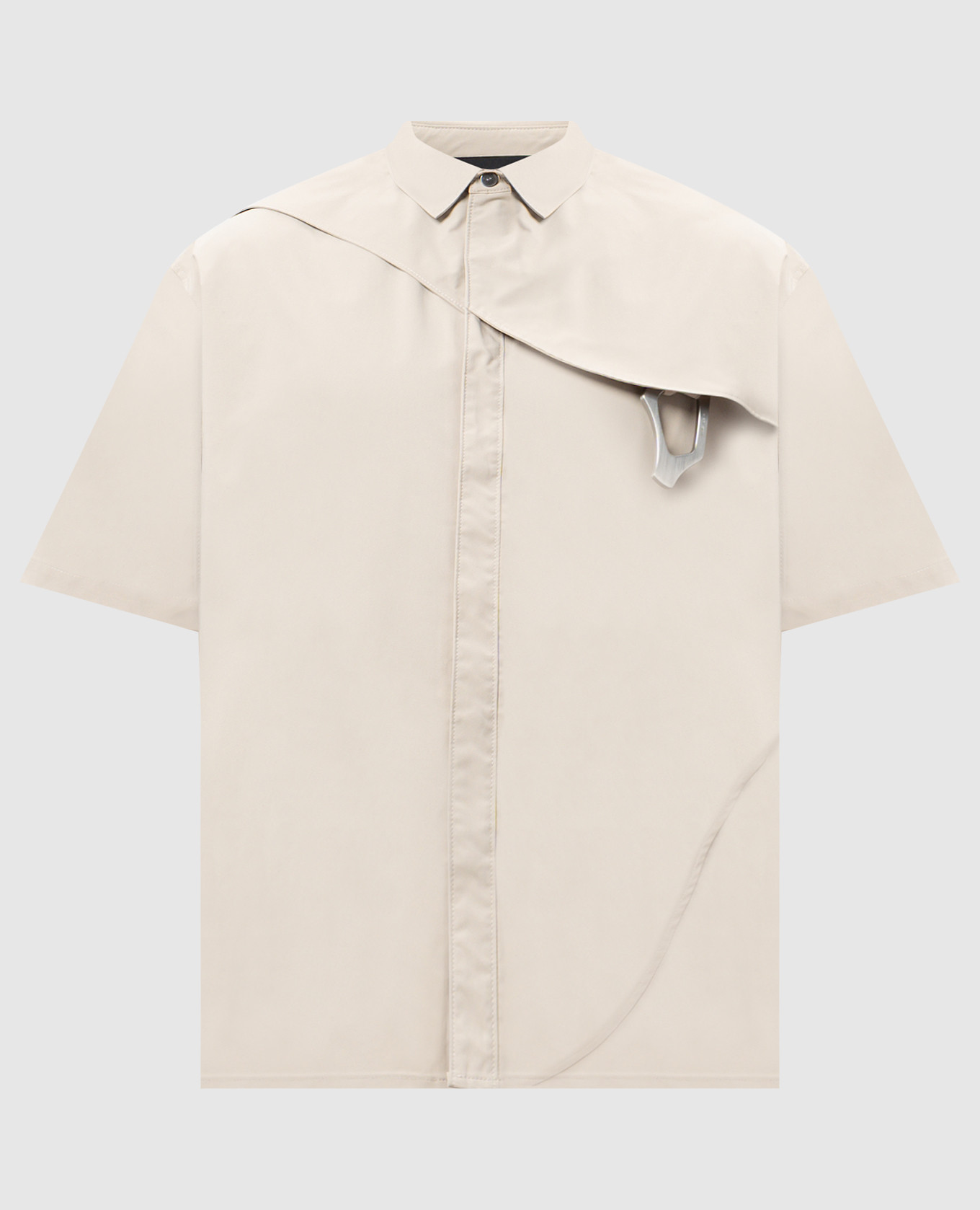 

Beige short-sleeved shirt with branded metal element Heliot Emil