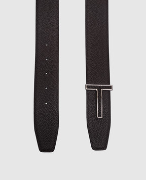 Tom Ford Brown leather belt with monogram logo TB248LCL237S