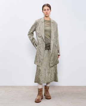 Masnada Green midi skirt with wool in a woven pattern 7753