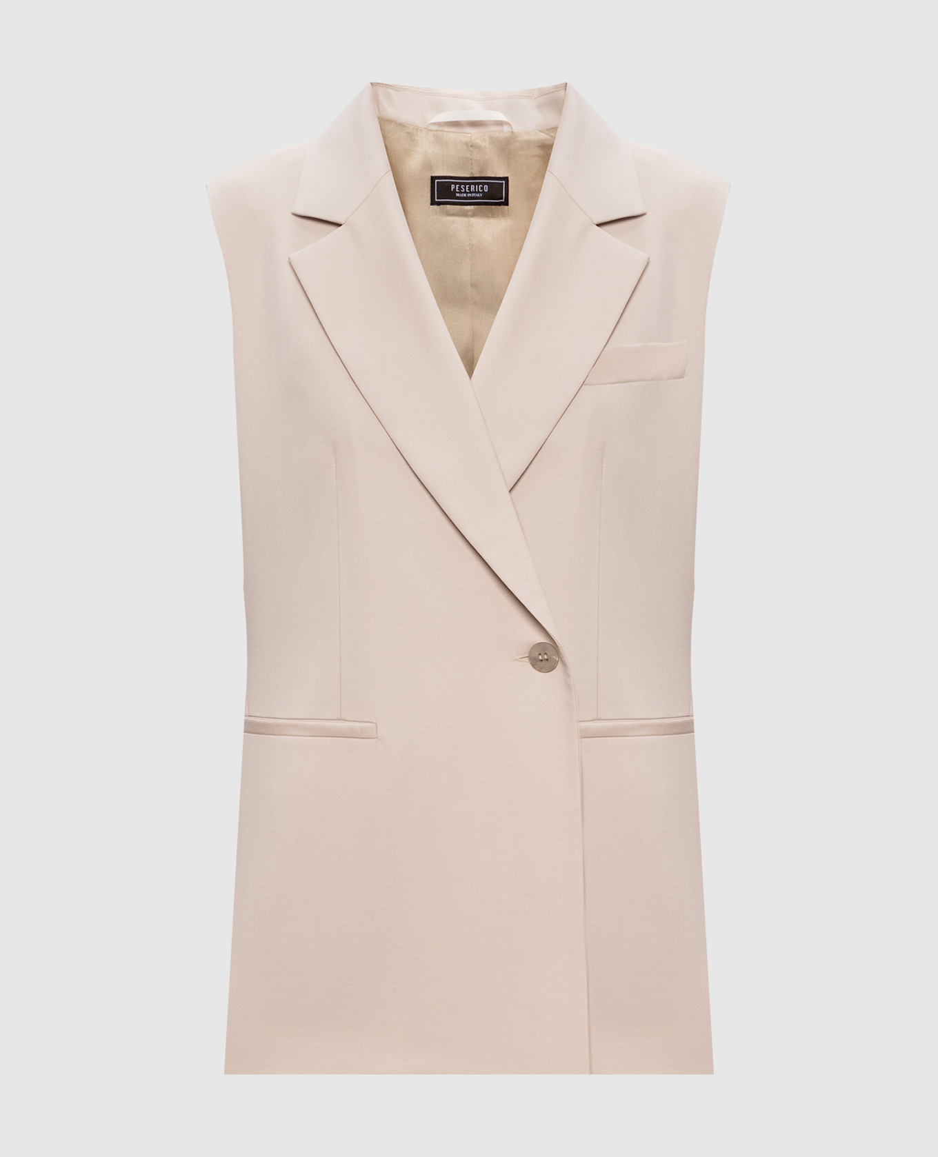 

Beige double-breasted wool vest with monil chain Peserico
