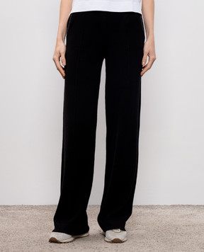 Peserico Black wool, silk and cashmere trousers with monil chain A94104F1209283