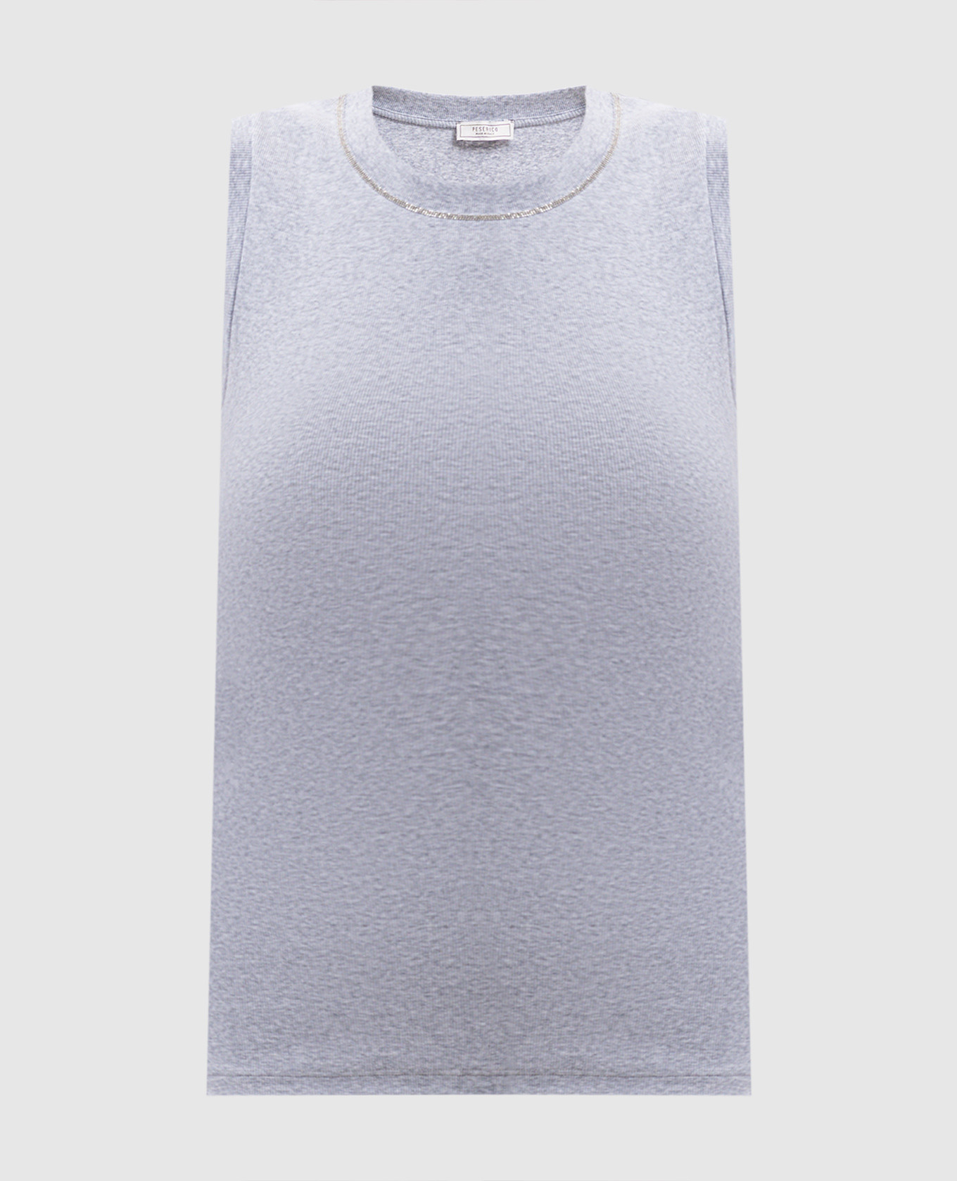 Gray ribbed top with monil chain Peserico