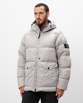 Stone Island Gray down jacket CRINKLE REPS R-NY 811540723