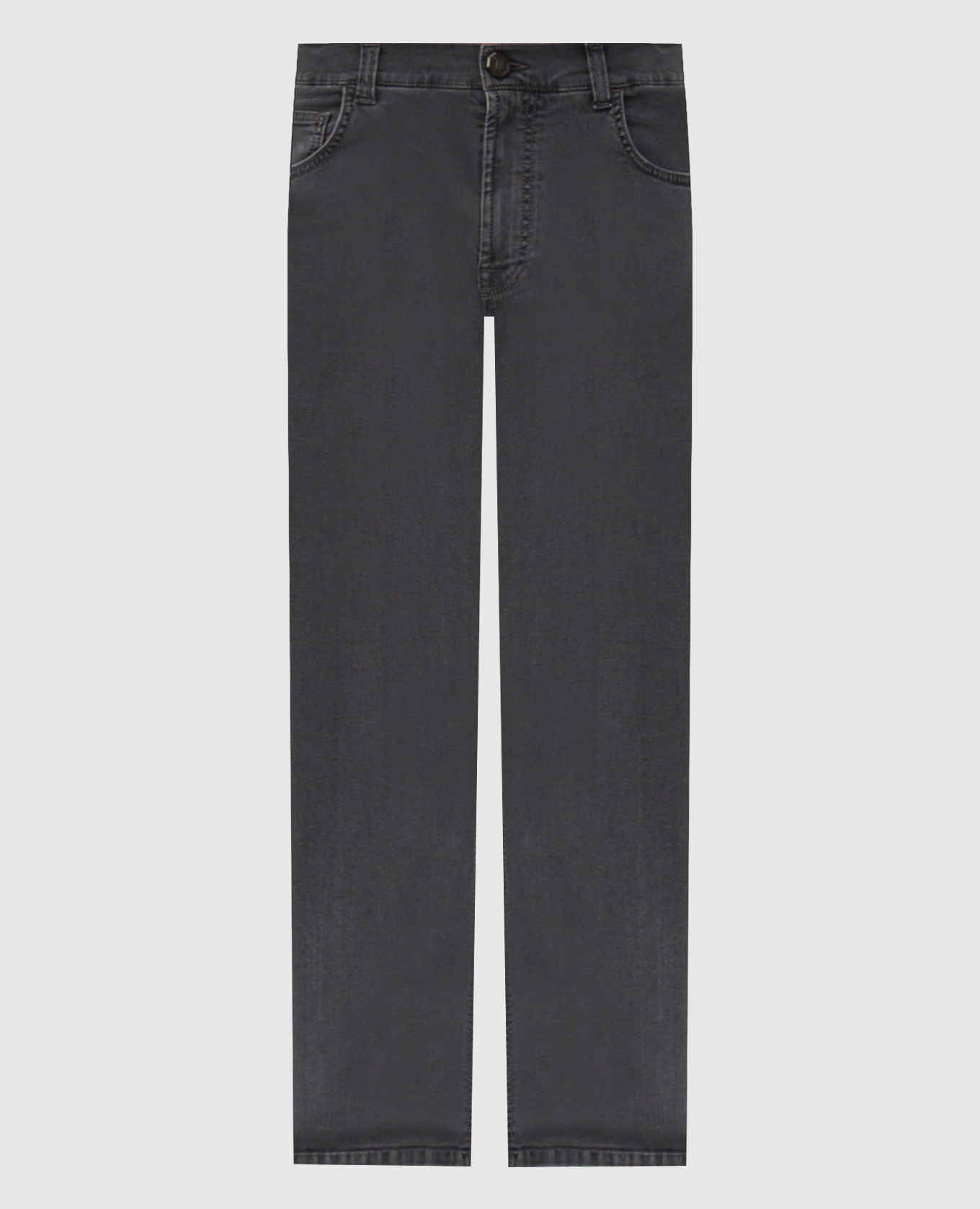 Grey jeans with monogram logo patch Stefano Ricci