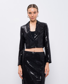 Peserico Black cropped jacket with sequins E01653D06601