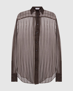 Brunello Cucinelli Brown silk blouse with sequins MP940RI516