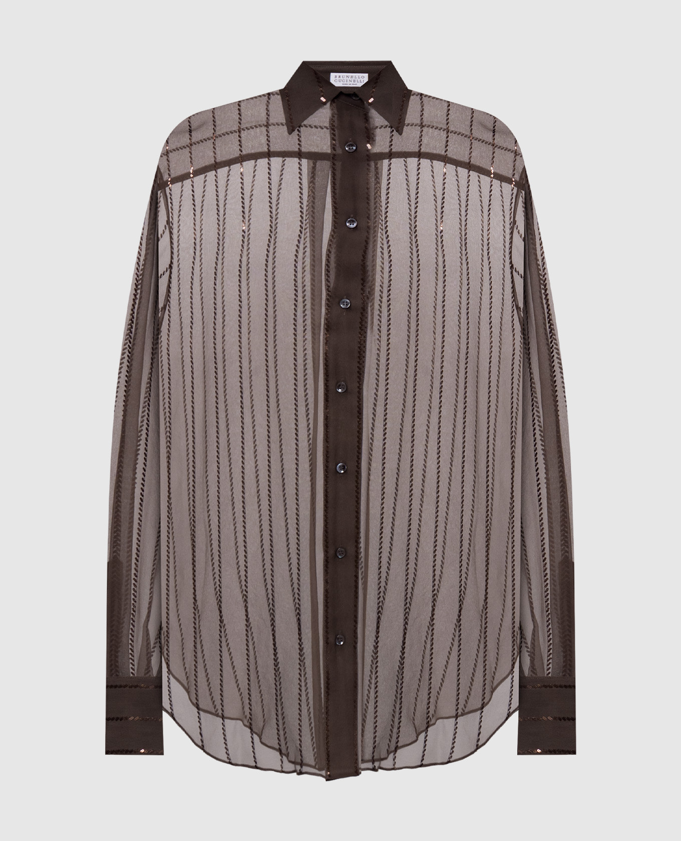 Brown silk blouse with sequins Brunello Cucinelli