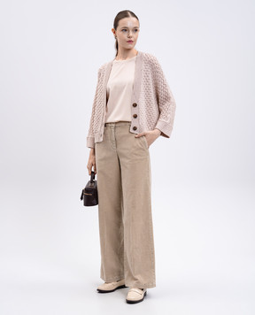 Peserico Beige silk top with monil chain S08893V7325A