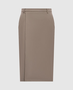 Jacob Lee Khaki wool midi skirt WWS2046AW25TP