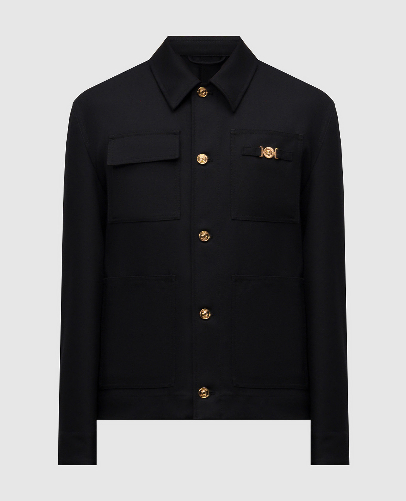 Black wool jacket with emblem Versace