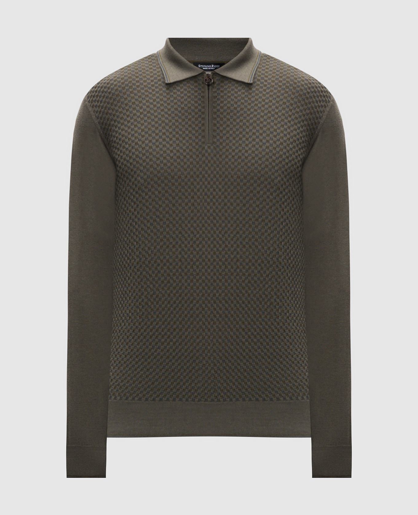 

Green cashmere and silk polo with metallic logo monogram Stefano Ricci