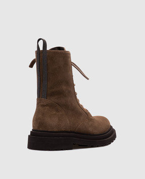 Brunello Cucinelli Brown suede boots with monil chain MZSFG3036P