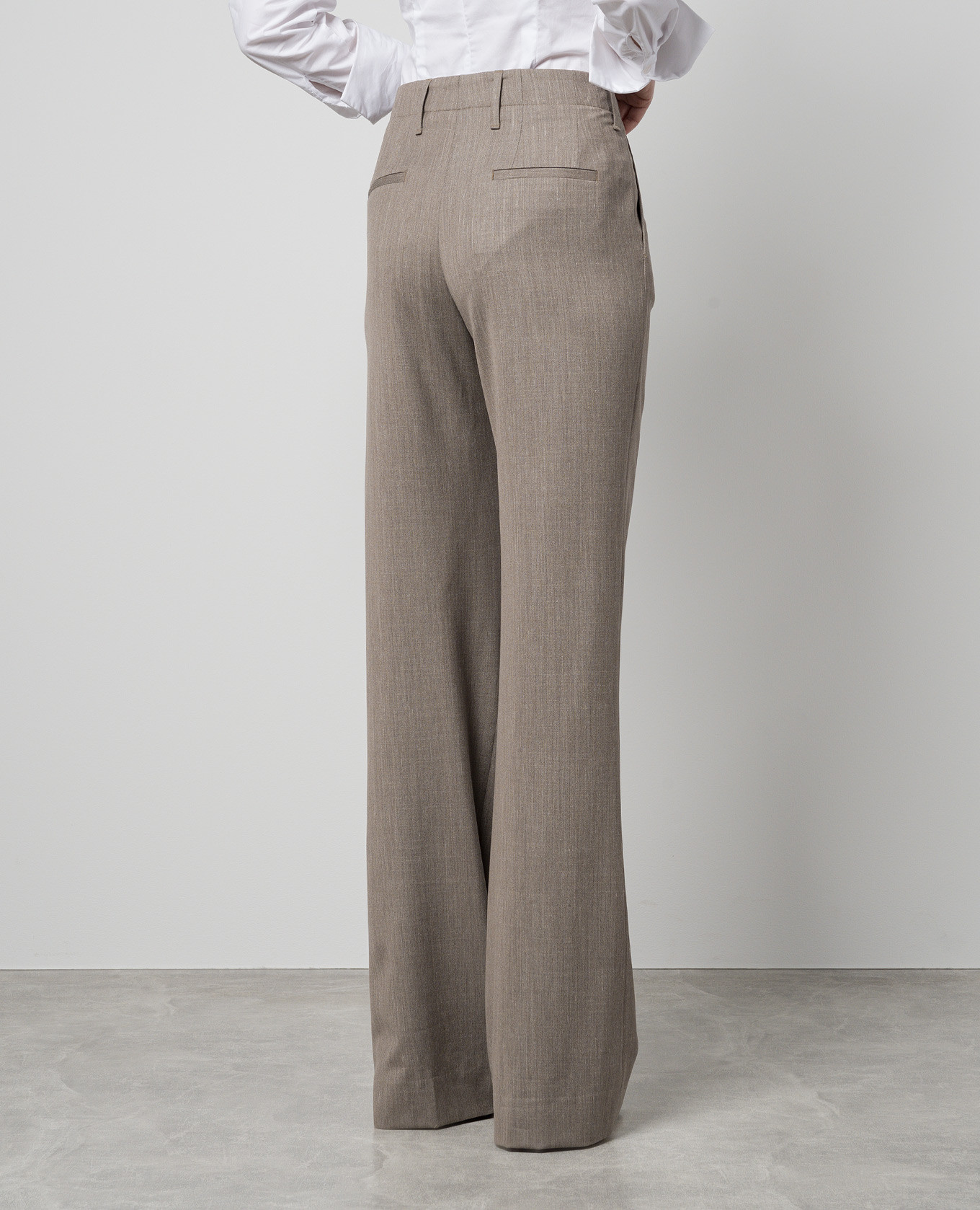 

CANNES brown wool, silk and linen flared trousers Enrico Mandelli