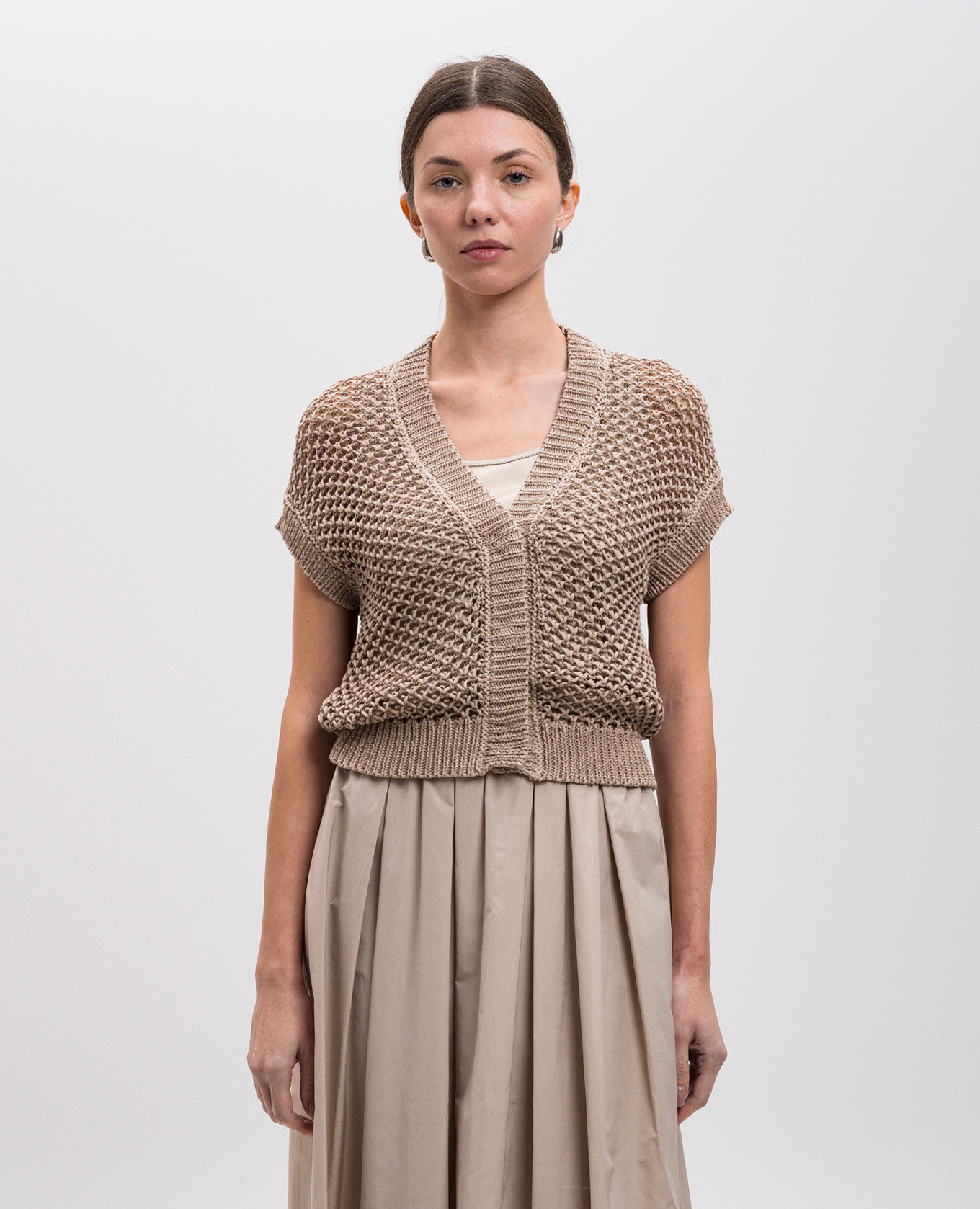 

Brown vest in a pattern with lurex Peserico