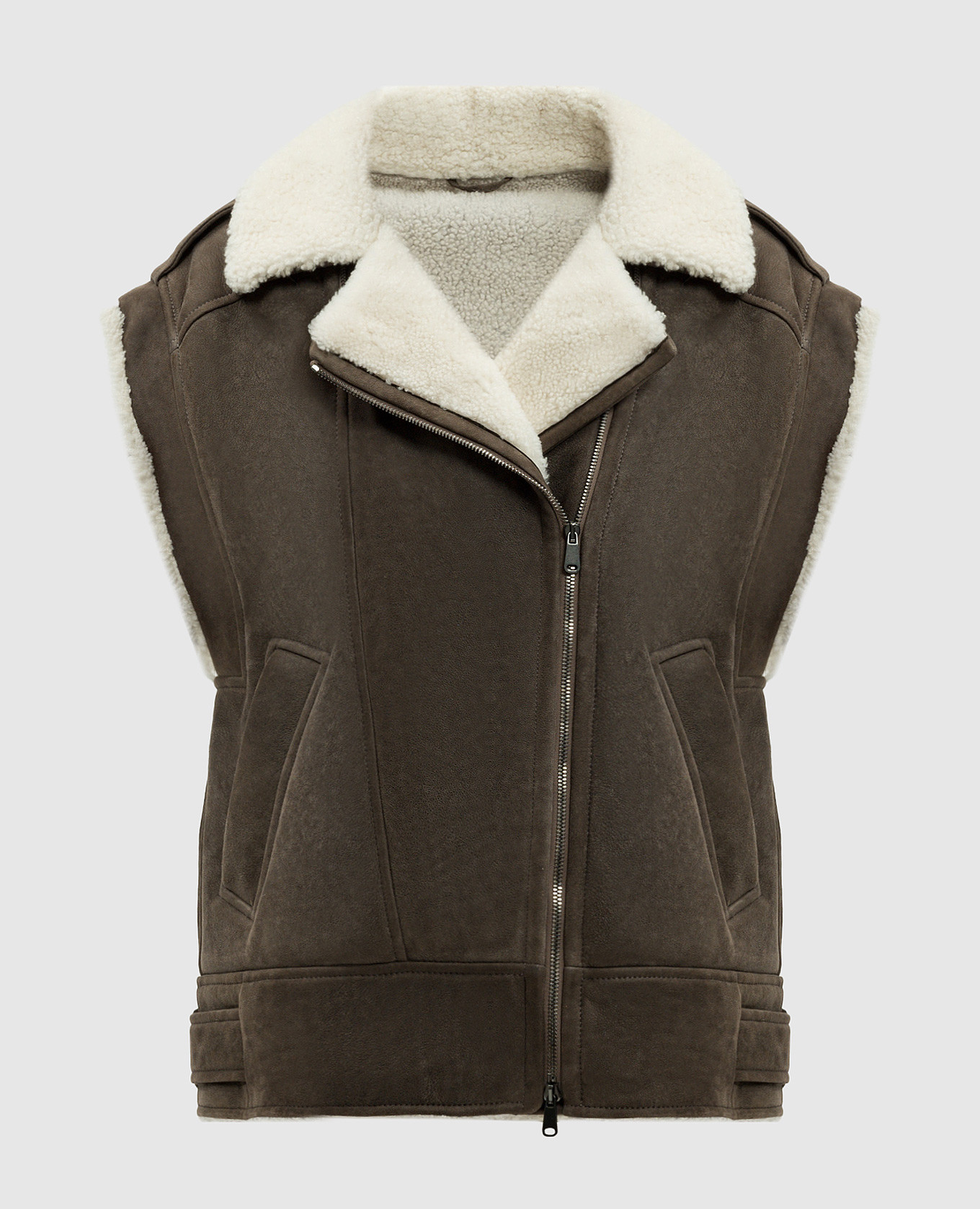 

Brown leather vest with fur Brunello Cucinelli