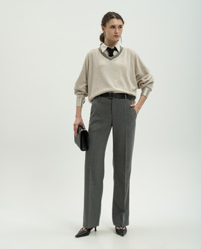 Brunello Cucinelli Beige cashmere pullover with monil chain M12190102P