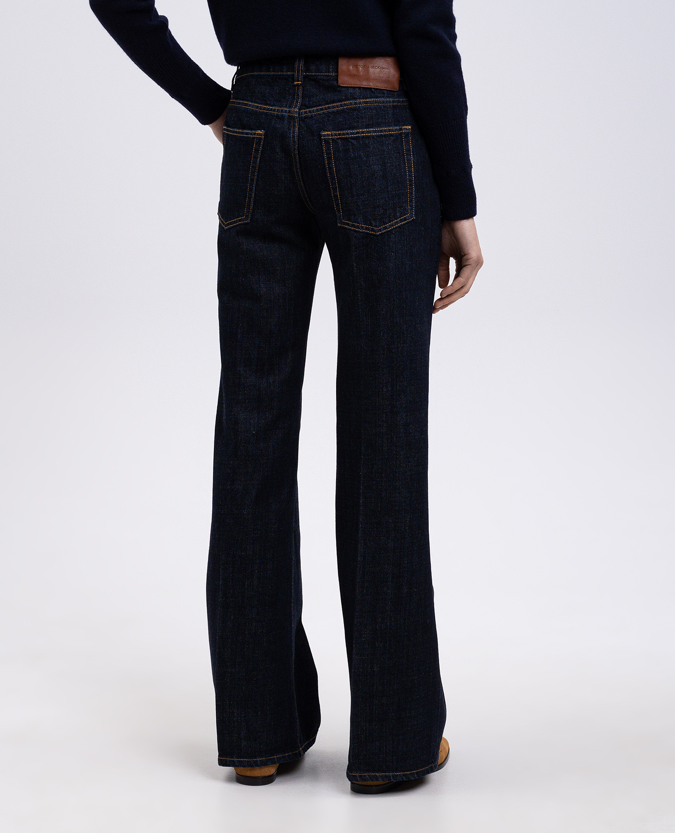 

Blue flared jeans with logo patch Victoria Beckham