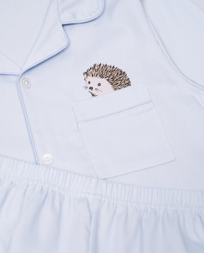 Story Loris Children's blue pajamas with an application in the form of a hedgehog 1760246