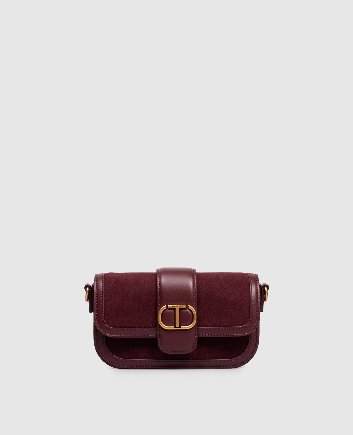 

Burgundy suede bag with logo Twinset