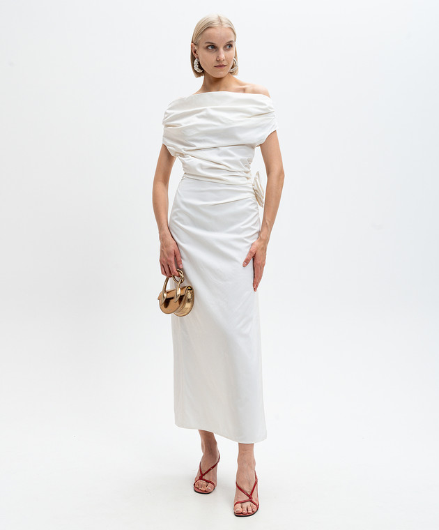 Magda Butrym - White silk maxi dress with textured floral appliqu  DRESS25196724 - shop with European delivery at Symbol
