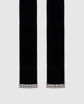Shindo Black velvet belt with crystals O2750