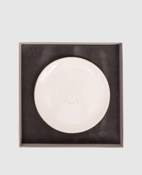 Brunello Cucinelli Beige ceramic saucer Tradition with logo emblem MLCERB2002