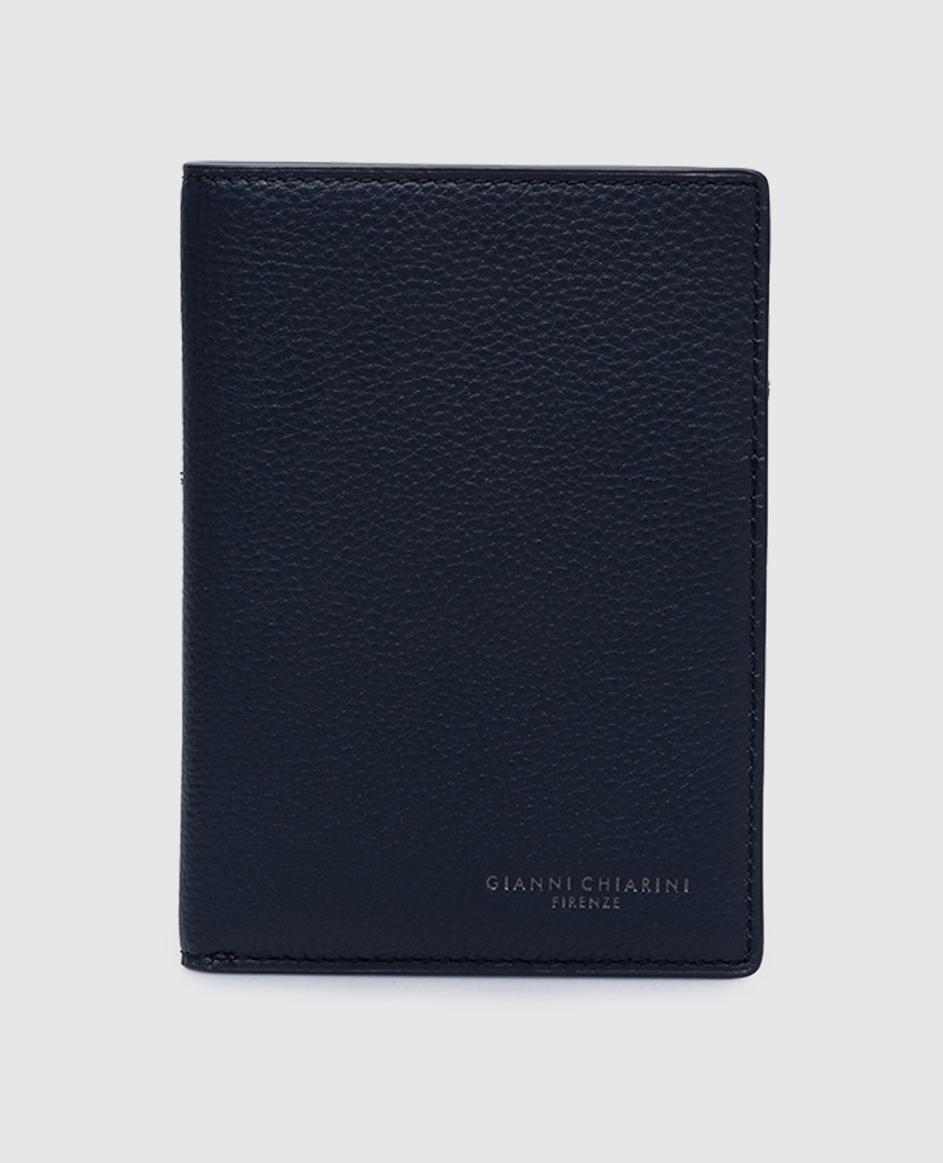 

Blue leather passport cover with logo Gianni Chiarini