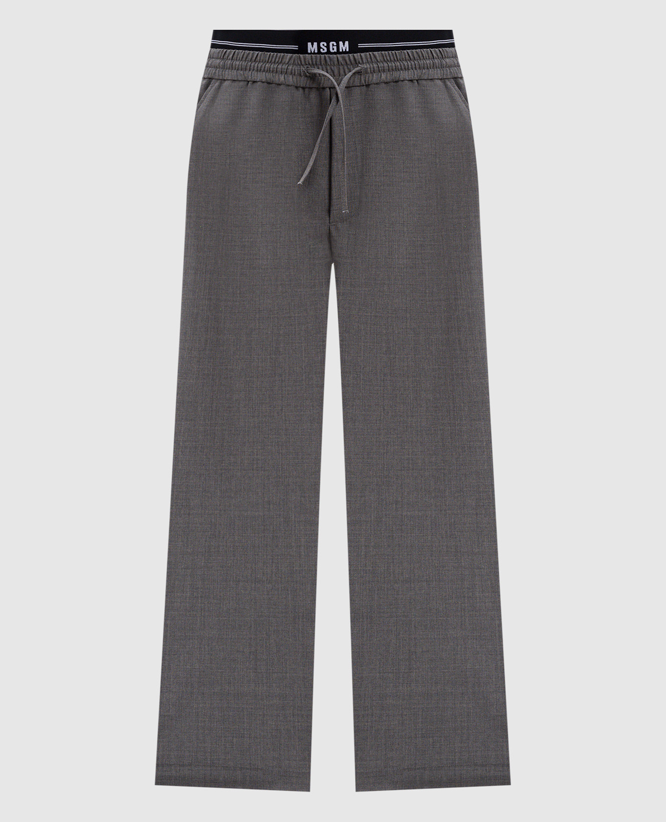 

Gray wool trousers with logo MSGM, Серый