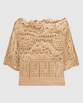 Ermanno Scervino Beige openwork sweater D445M727APMQV