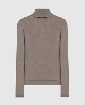 Brunello Cucinelli Beige cashmere and silk lurex turtleneck M41800063P