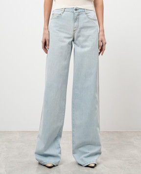 Ermanno Scervino Blue jeans with leather logo patch D467P367FZK