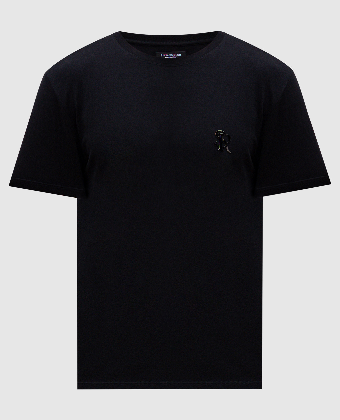 Black t-shirt with monogram logo stefano ricci