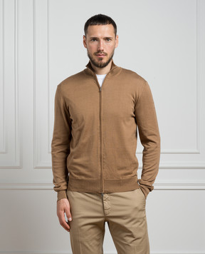 Cashmere&Whiskey Brown cardigan with silk and cashmere FS08