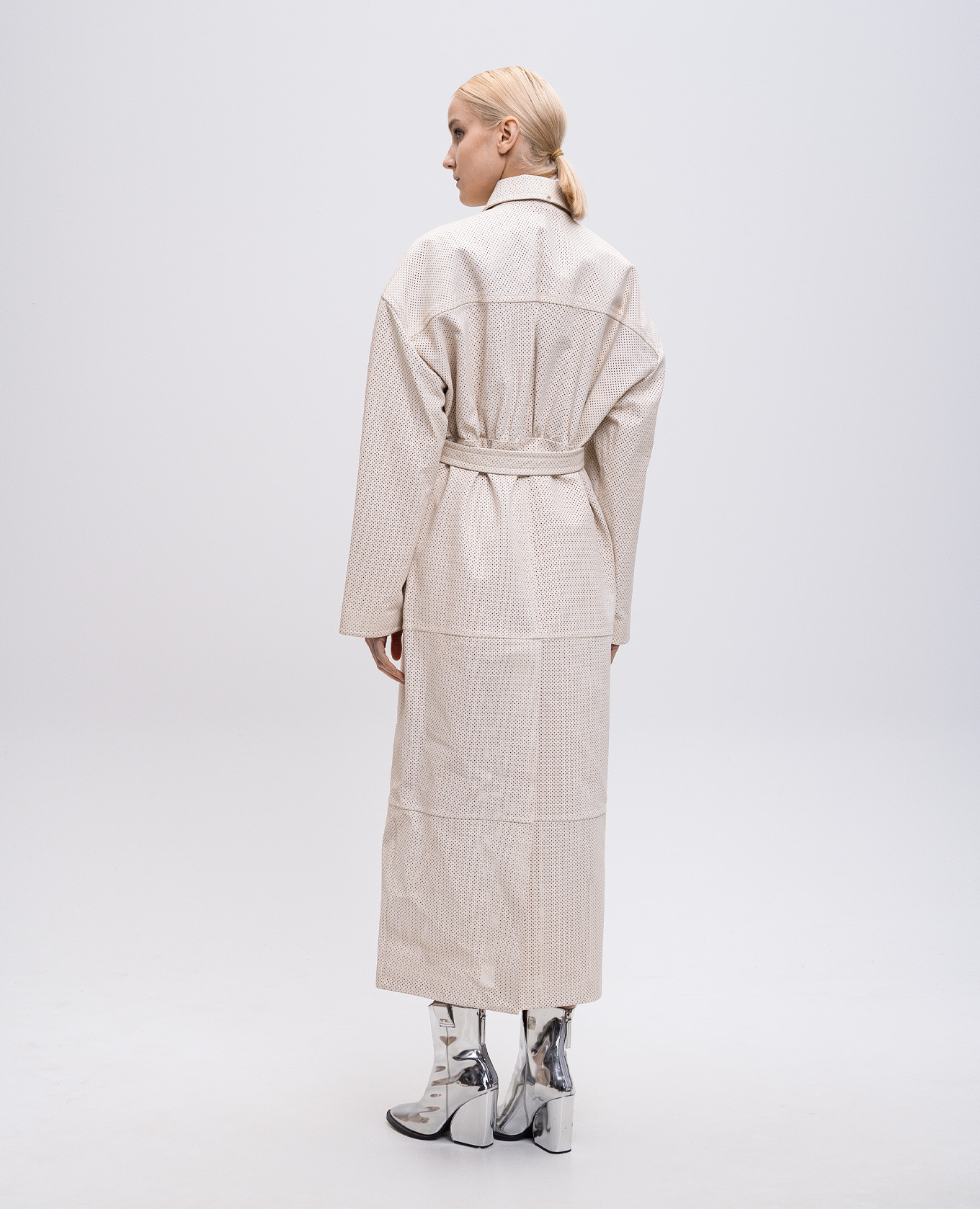 Beige perforated leather raincoat ANTIOPE Max Mara Sportmax 3