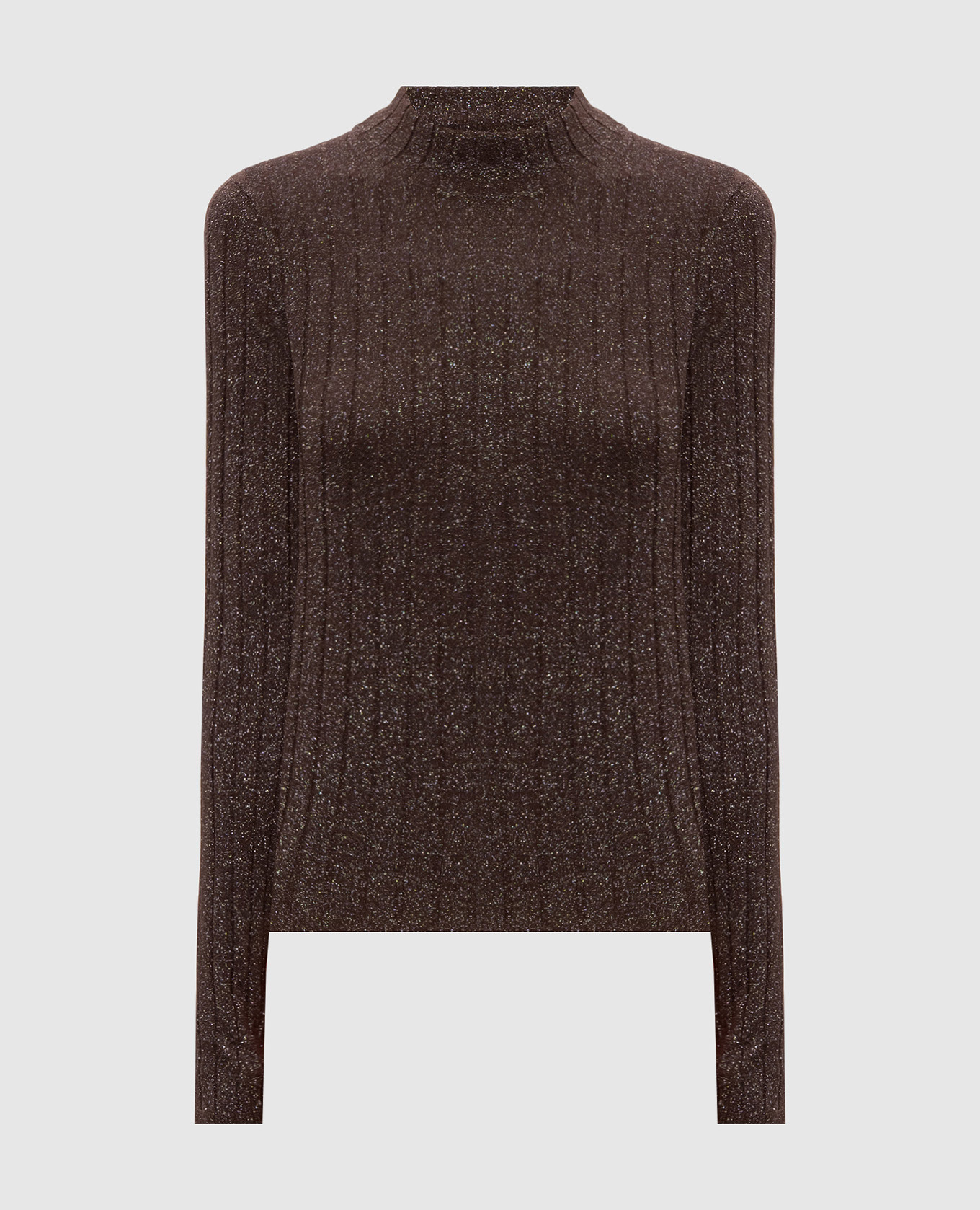 Brown cashmere and silk lurex turtleneck Brunello Cucinelli