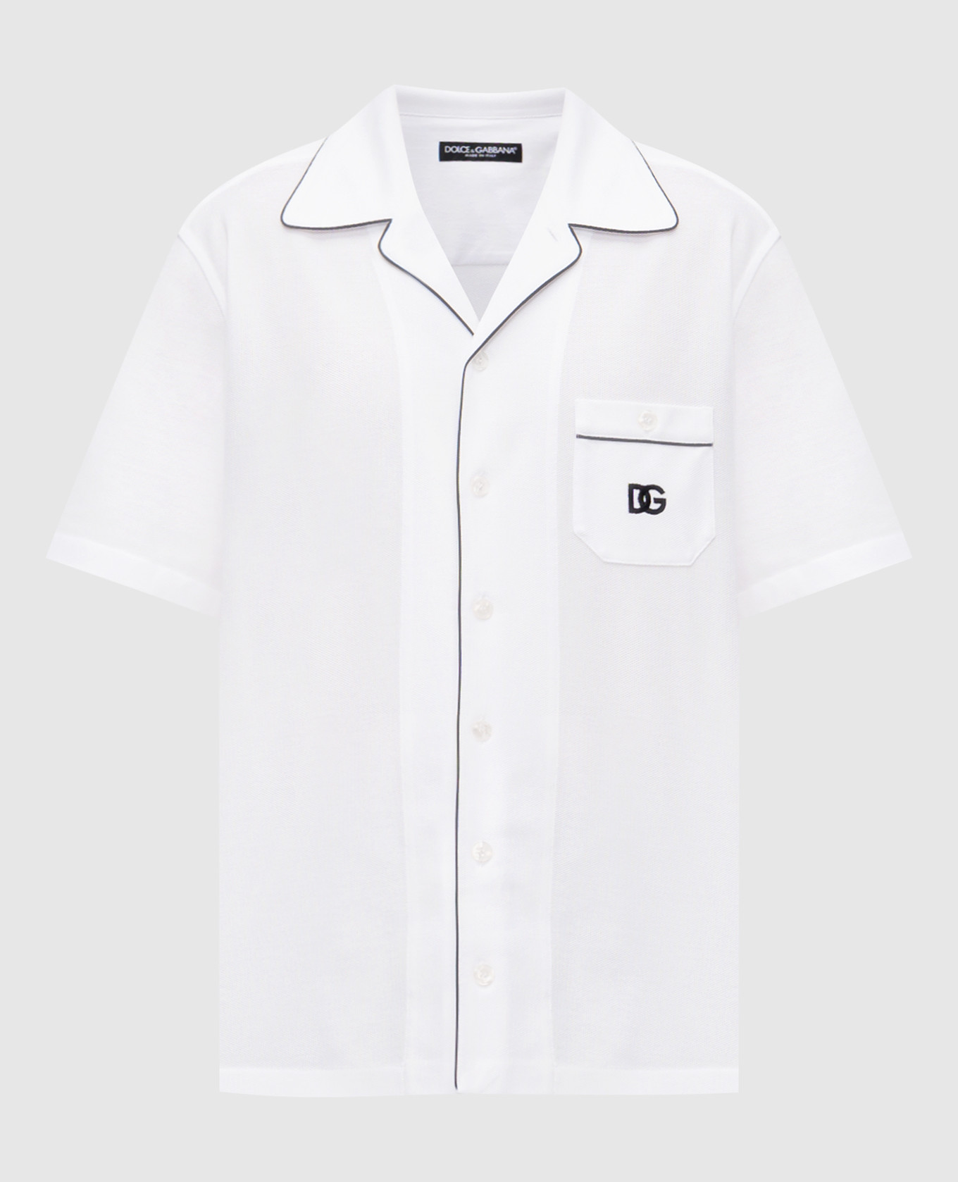 White short-sleeved shirt with logo emblem Dolce&Gabbana