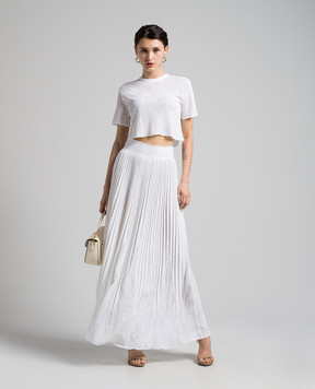 Balmain White pleated skirt with lace CF0LE456KG23
