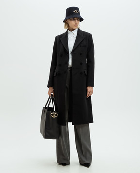 Valentino Black double-breasted wool and cashmere coat 5B3CA7606JA