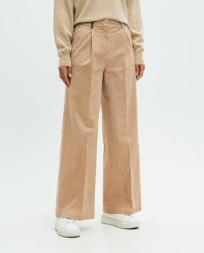 Peserico Brown pants with a brand patch A04599T302479