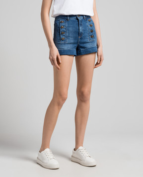 Twinset Blue denim shorts with logo 241TP2663
