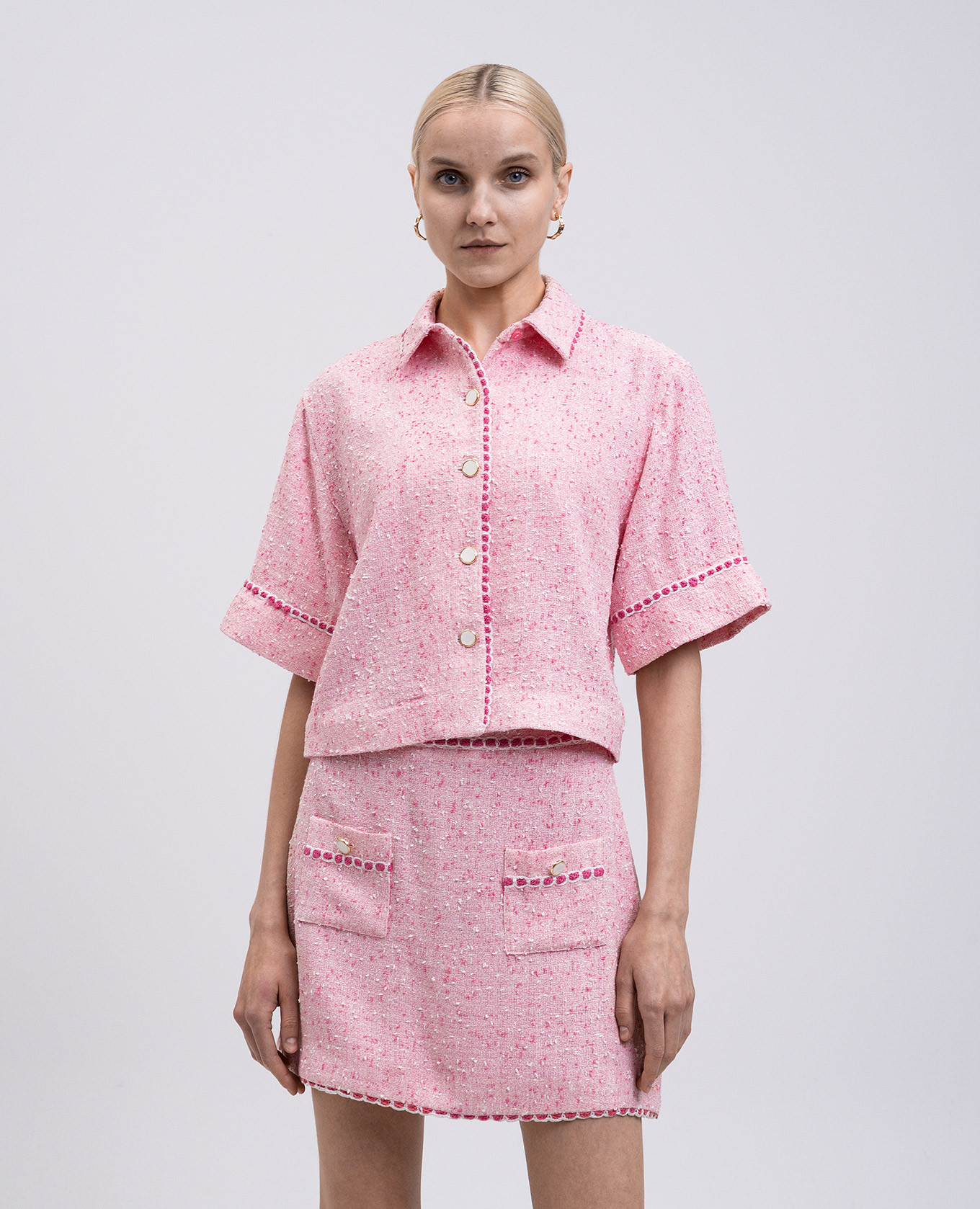 Khloe pink tweed shirt Simkhai 3