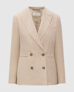 Peserico Beige double-breasted wool jacket S0169902581