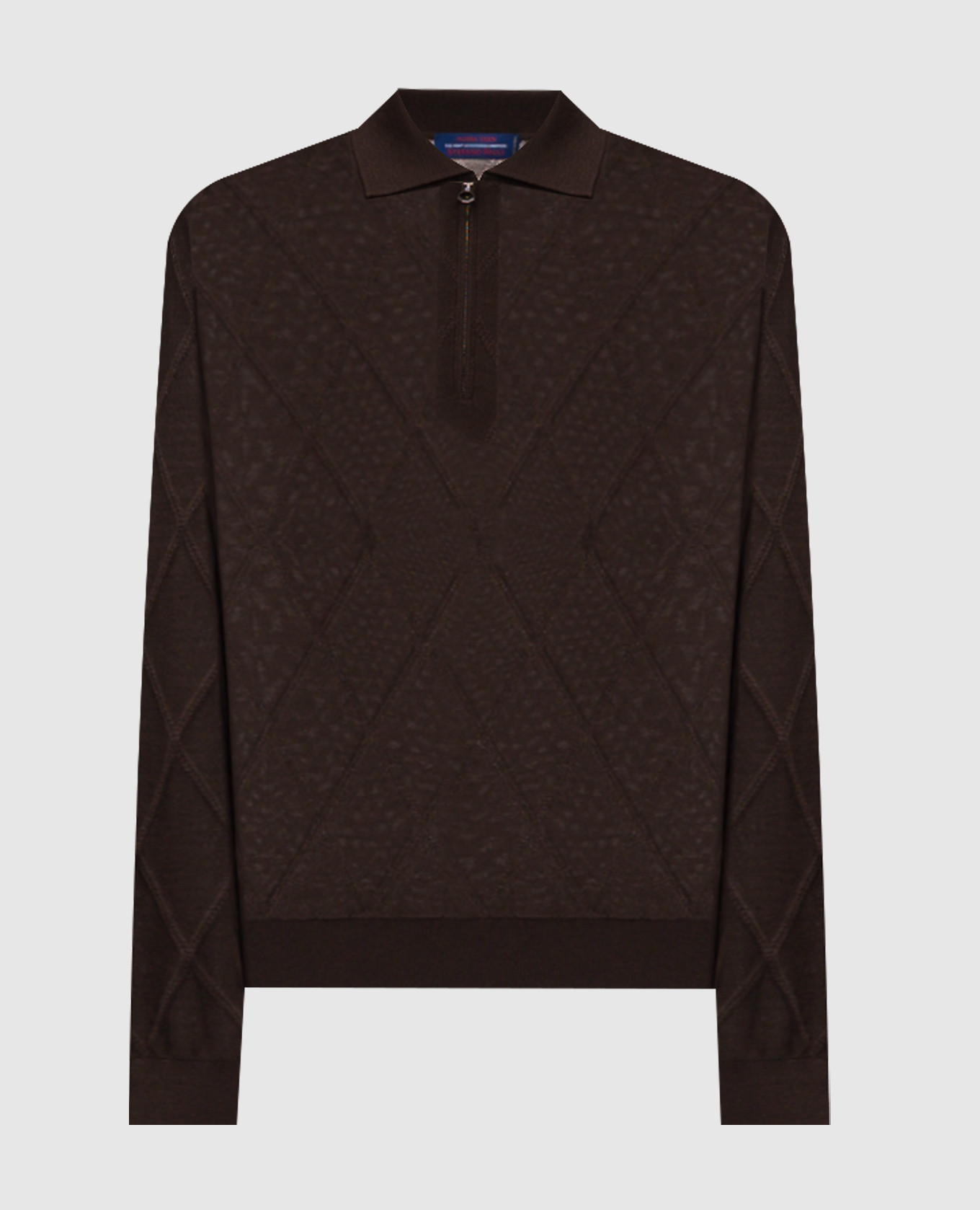 

Brown cashmere polo shirt with geometric pattern Stefano Ricci