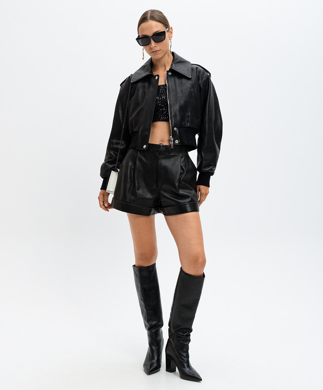 Alexander McQueen - Black leather cropped jacket 799505Q5AIZ