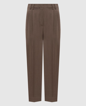 Brunello Cucinelli Brown linen pants with a monil chain MH126P8292