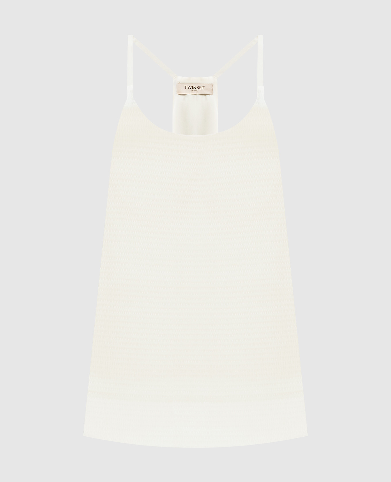 

Beige patterned top with metallic logo Twinset