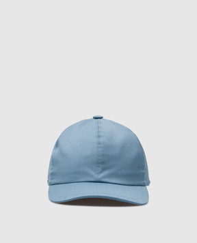 Enrico Mandelli Blue wool cap with metal logo CAPD014531