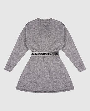Off-White Children's gray lurex dress with logo pattern OGDF002F24FLE001